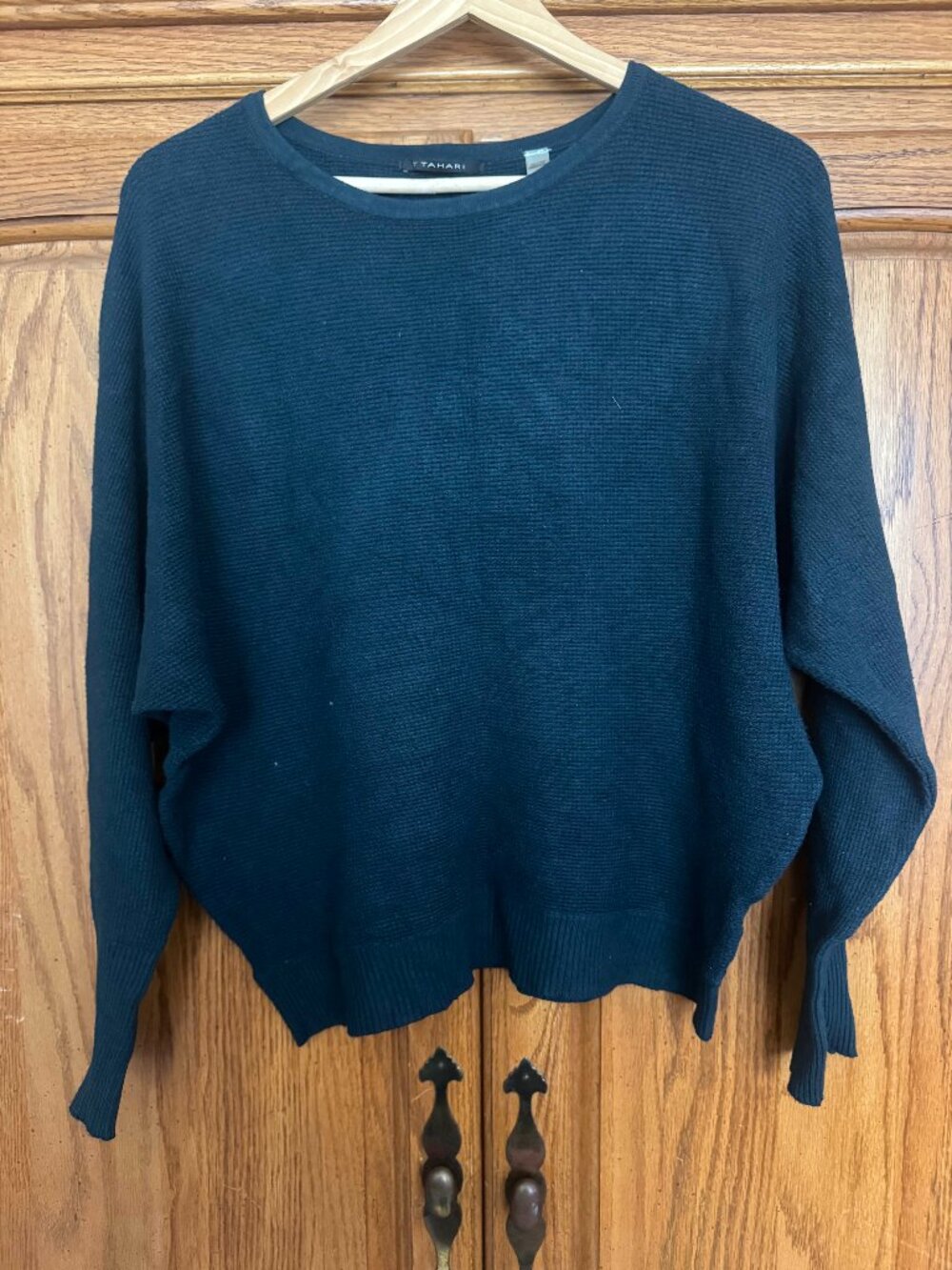 T Tahari Dark Teal Crew Neck Sweater